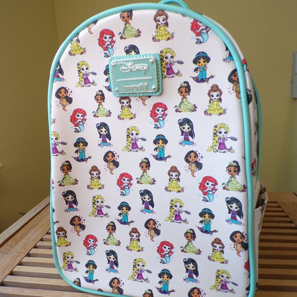 Chibi Disney Princess Loungefly Backpack Mini Ariel Jasmine Tiana Mulan - Picture 1 of 9